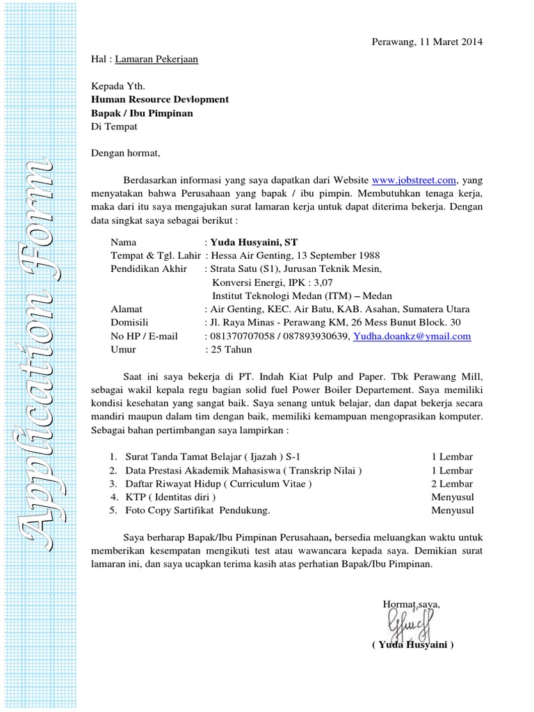 Download 67+ Contoh Surat Surat Lamaran Kerja Jobstreet Terbaru Gratis