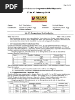 Three Days Workshop On Computational Fluid Dynamics 7 To9 February 2014