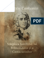 Starpirea Familiilor Lui Brancoveanu Si a Cantacuzinilor - Dimitrie Cantemir