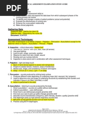 Physical Assessment Exam Study Guide
