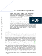 Piecewise Silence in Discrete Cosmological Models
Timothy Clifton 1 , Daniele Gregoris 2,3,4 , and Kjell Rosquist 2,5
1
School of Physics and Astronomy, Queen Mary University of London, UK.
Department of Physics, Stockholm University, 106 91 Stockholm, Sweden.
3
Max-Planck-Institut f ̈
ur Gravitationsphysik (Albert-Einstein-Institut), Am
M ̈
uhlenberg 1, 14476 Potsdam, Germany.
4
Erasmus Mundus Joint Doctorate IRAP Ph.D. Student.
5
ICRANet, Piazza della Repubblica, 10, I-65122 Pescara, Italy.