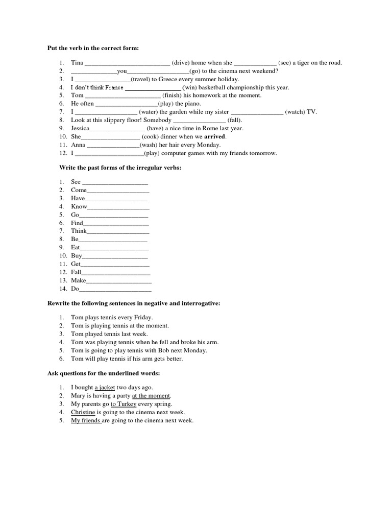 Put The Verb In The Correct Form Semiotics Syntactic Relationships