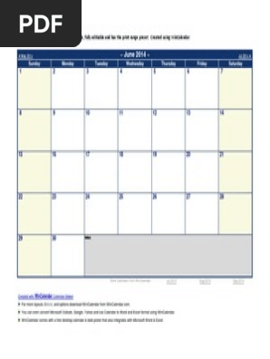 June 2014 Calendar