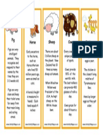 Farm Animal Bookmarks Facts 0