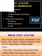 Break Even Analysis Penyusutan (Depresiasi)