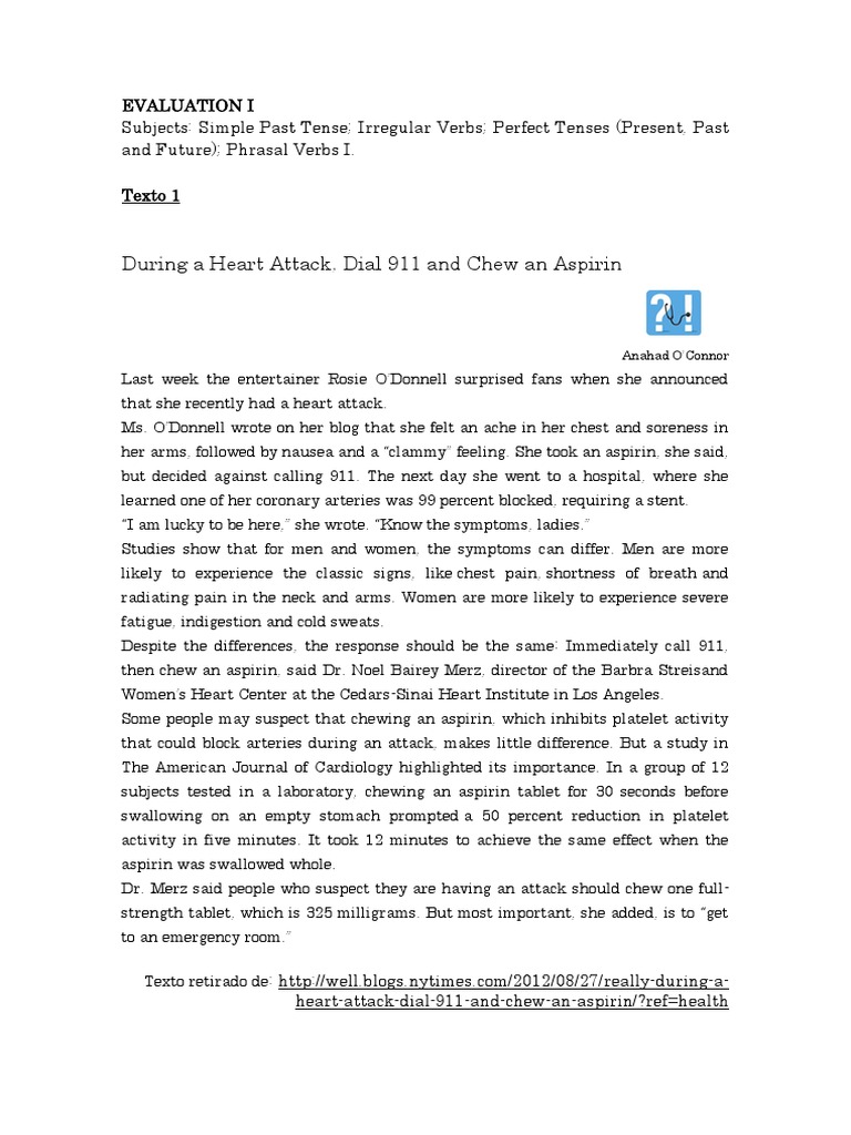 During A Heart Attack, Dial 911 and Chew An Aspirin PDF Myocardial