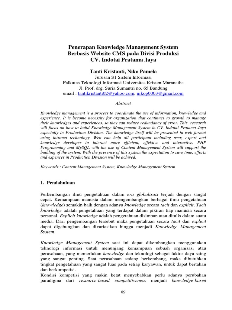 Penerapan Knowledge Management System | PDF