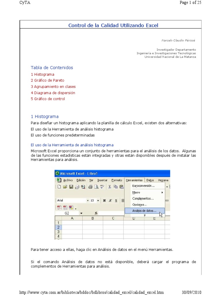 Calidad en Excel: Herramientas y Gráficos | PDF | Histograma | Límite ...