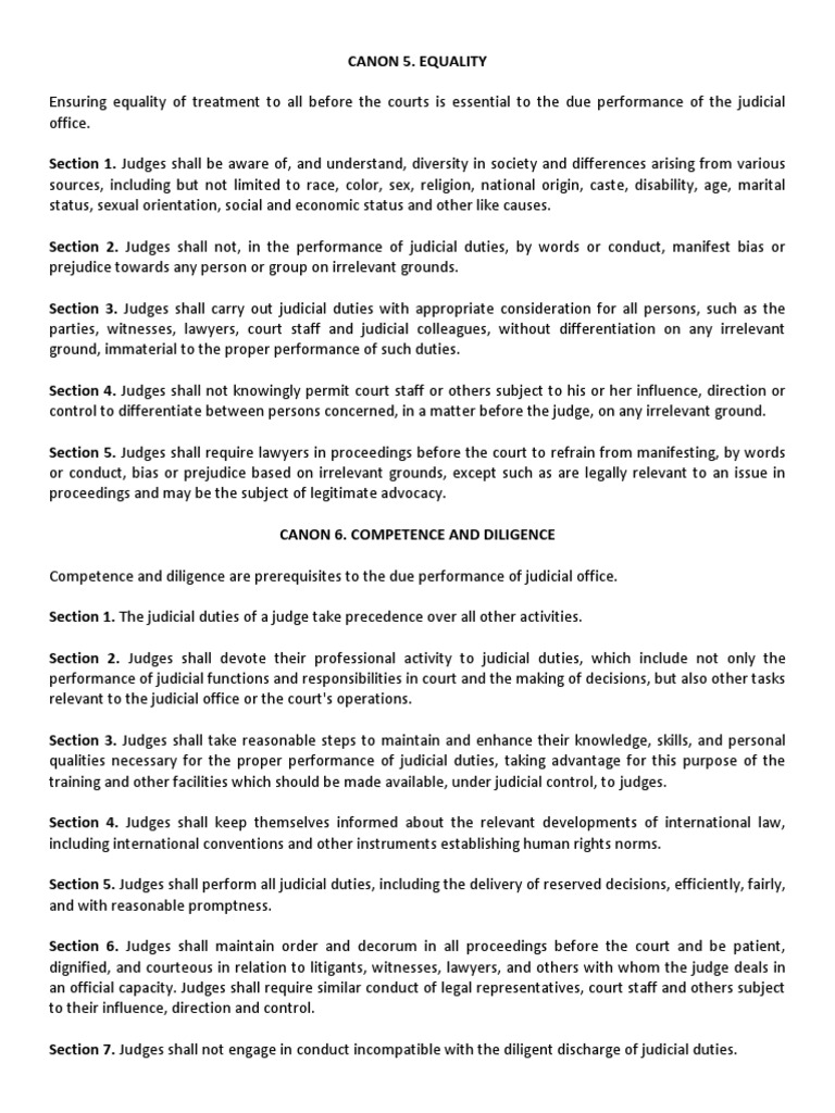 New Code of Judicial Ethics 5 6 PDF Business