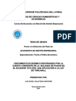 Tesis.- Crecimiento Economico y Restricciones en Balanza de