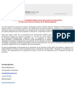 Corte Suprema de Argentina falla en favor del acceso a la información en caso que contó con Amicus de la Alianza Regional