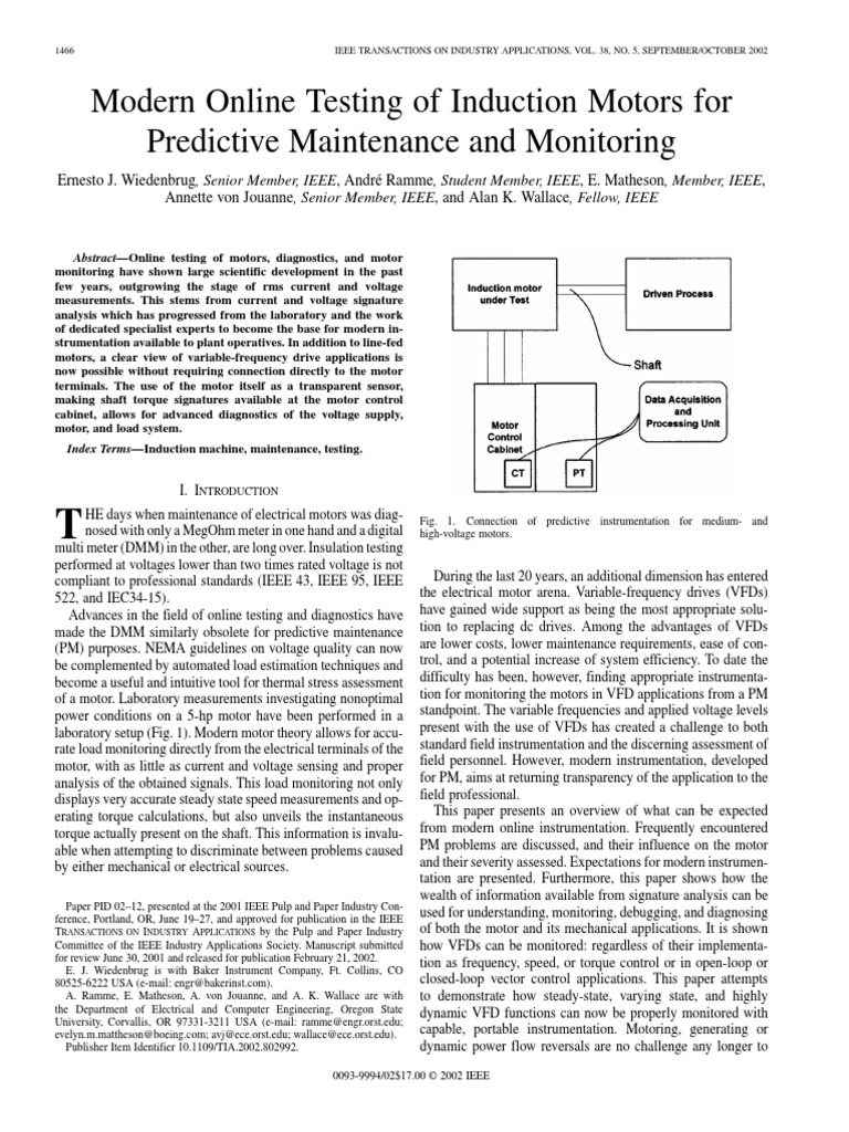 Modern Online Testing of Induction Motors For Predictive Maintenance ...
