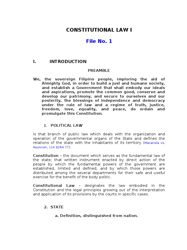 Philippine Constitutional Law I Overview | PDF | Territorial Waters ...