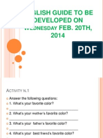 English Guide To Be Developed On W FEB. 20TH, 2014: Ednesday