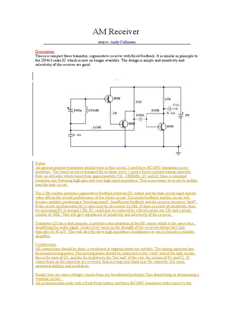 AM Receiver Circuit | PDF | Science & Mathematics