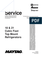 Maytag Amana 18 & 21 Cubic Foot Top Mount Refrigerator Service Manual