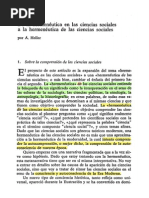 De La Hermenéutica en Las Ciencias Sociales...