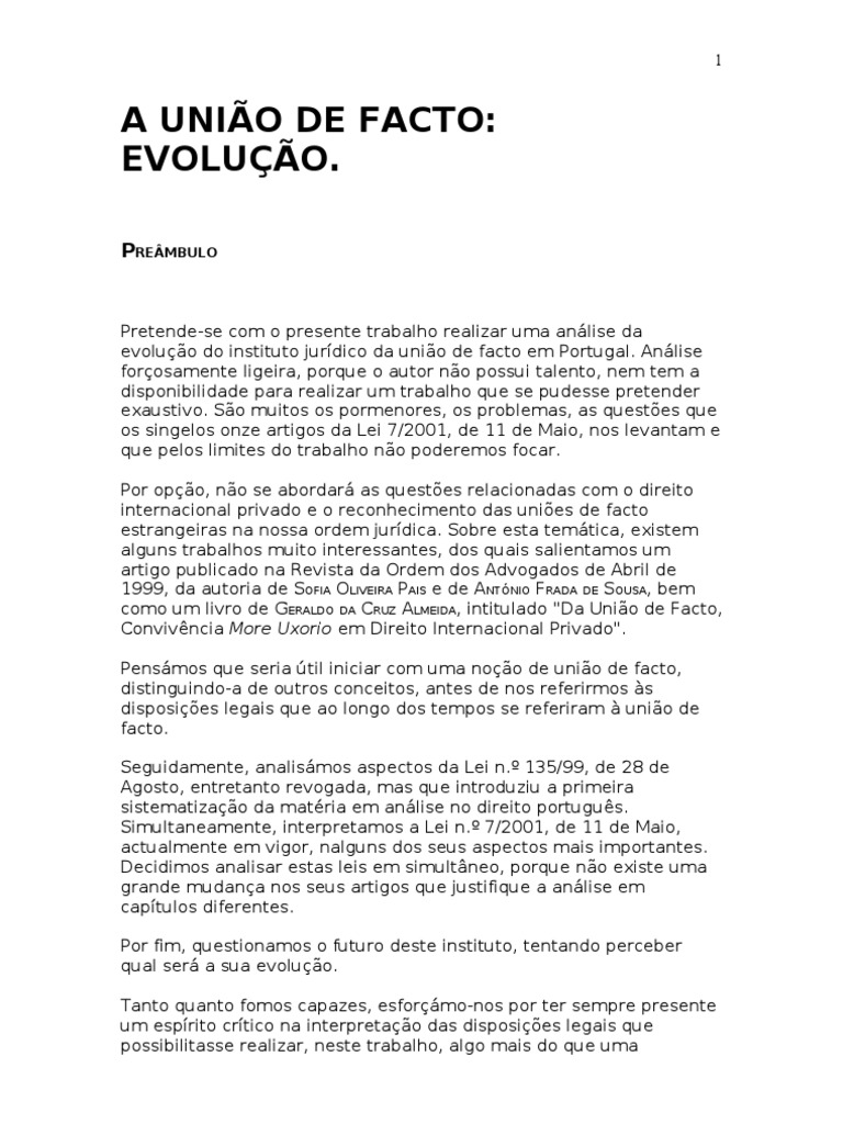 União de Facto[1] União Estável Estatuto