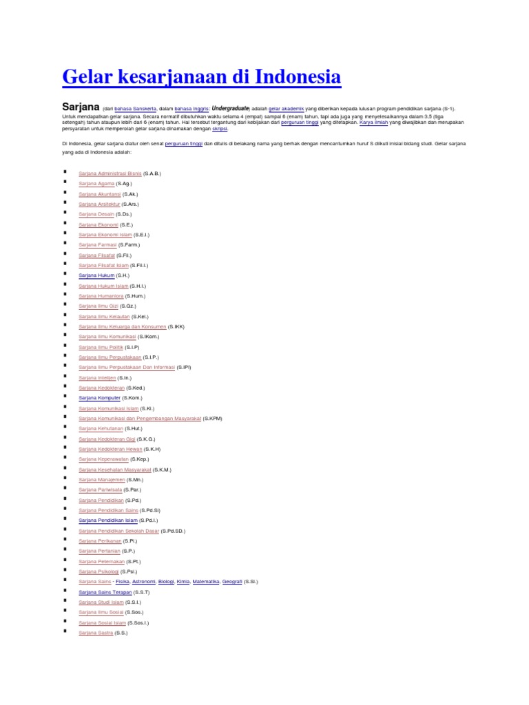 Gelar Kesarjanaan Di Indonesia Pdf