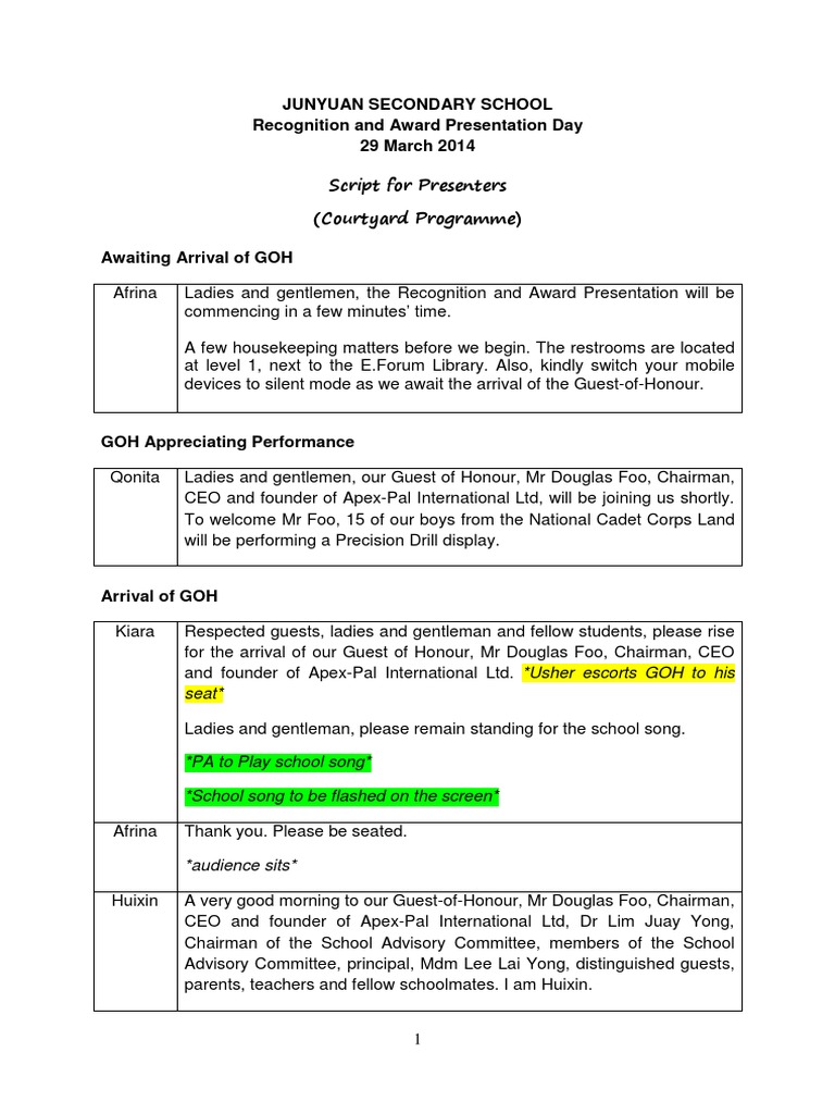 dance certificate sample Community  Teaching  A&r  Emcee Script (28032014) And