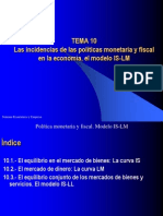 Tema - 10. Politica Monetaria y Fiscal. Modelo Is - LM