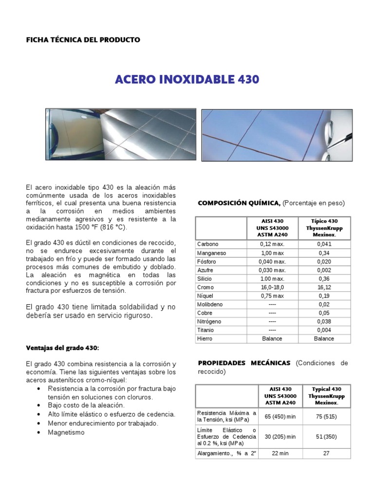 Acero AISI 430 | Acero inoxidable | Soldadura