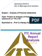 Subject - Analysis of Financial Statements. Topic-Project On Analysis of Financial Statements of "ITC LTD". Submitted To - Prof C.A Sanjay Katira