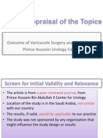 Outcome of Varicocele Surgery and Infertility At: Prince Hussein Urology Center