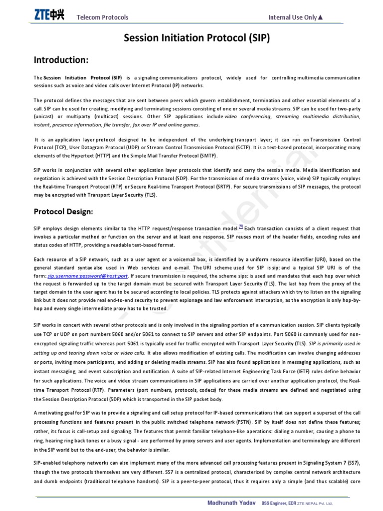 SIP Protocol Overview for Telecom | PDF | Session Initiation Protocol ...