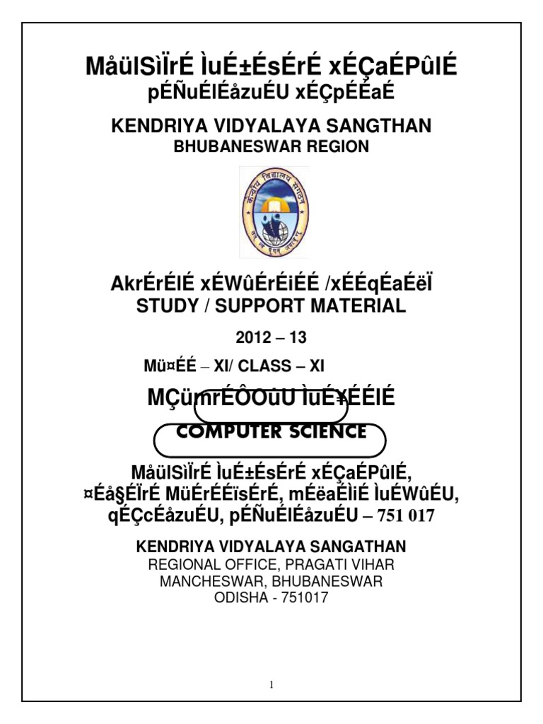 Class XI Computer Science Study Material | PDF | Computer Memory ...