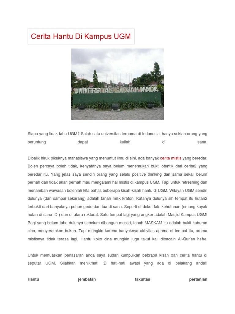 81 Koleksi Hantu Ugm Gratis Terbaik