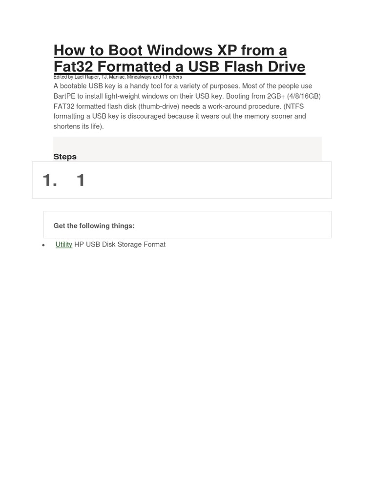 Boot Windows XP from USB Drive Guide | PDF | Usb Flash Drive | Booting