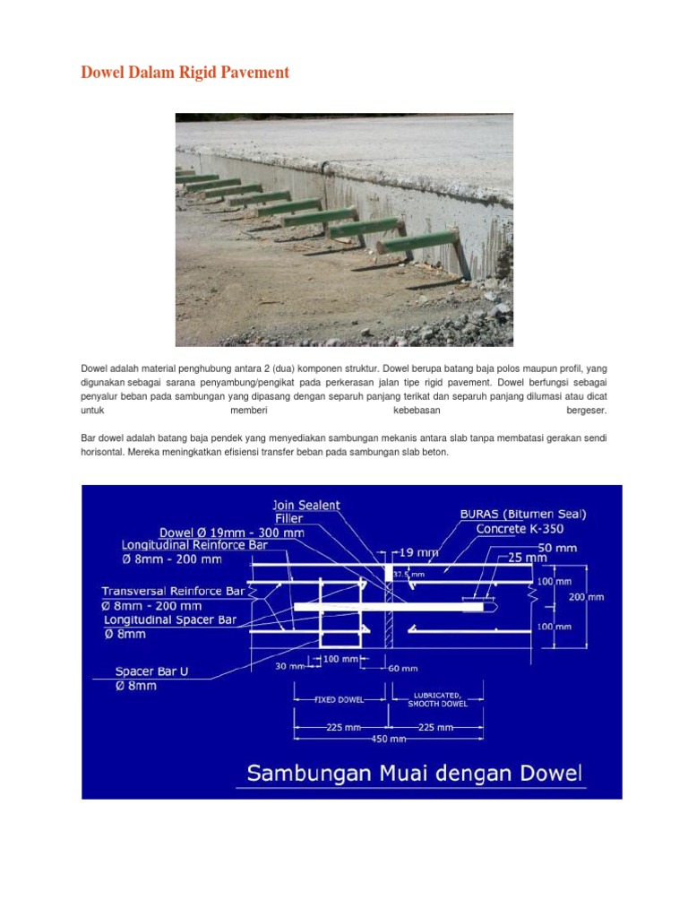 Fungsi dan Desain Dowel pada Jalan Beton | PDF | Teknologi & Rekayasa
