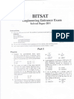 BITSAT 2011 Sample Paper