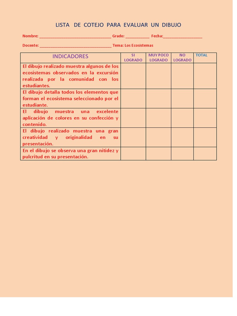 Lista de Cotejo para Evaluar Un Dibujo | PDF
