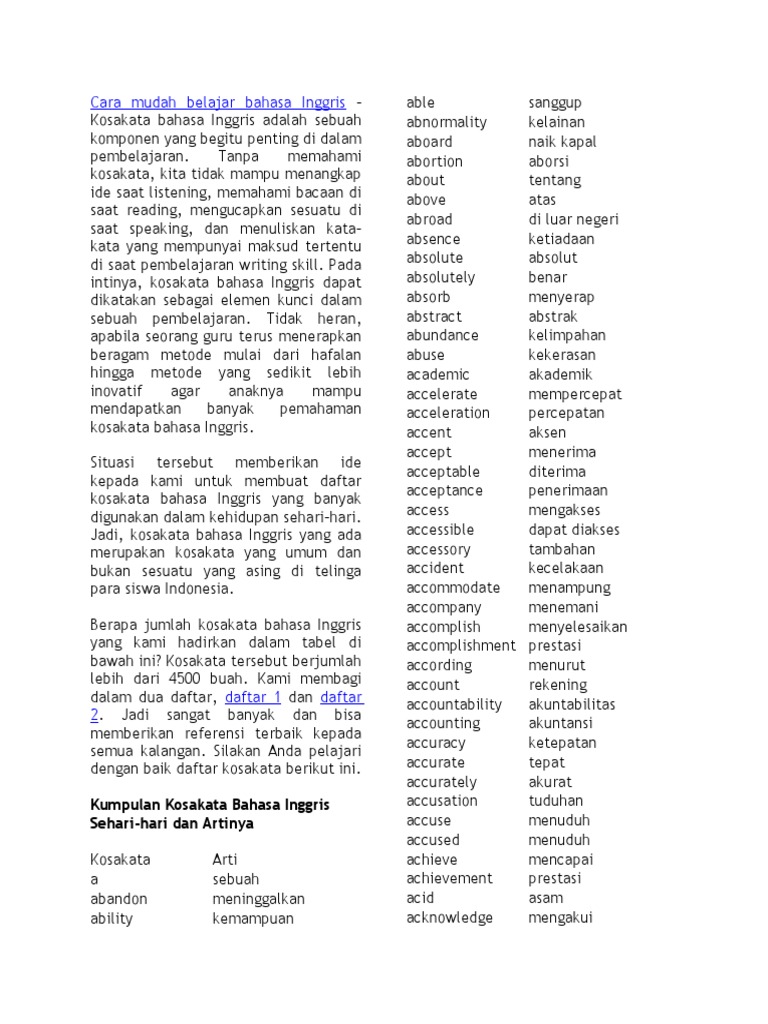 Cara Mudah Belajar Bahasa Inggris