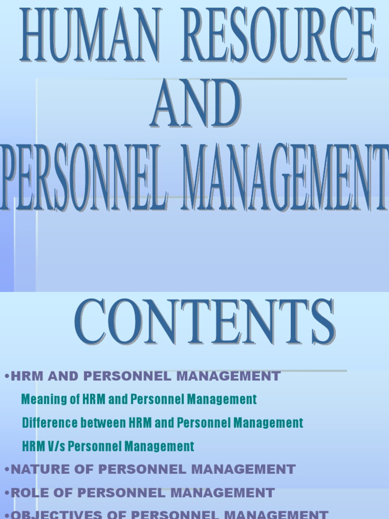 Understanding HRM and Personnel Management | PDF | Human Resource ...