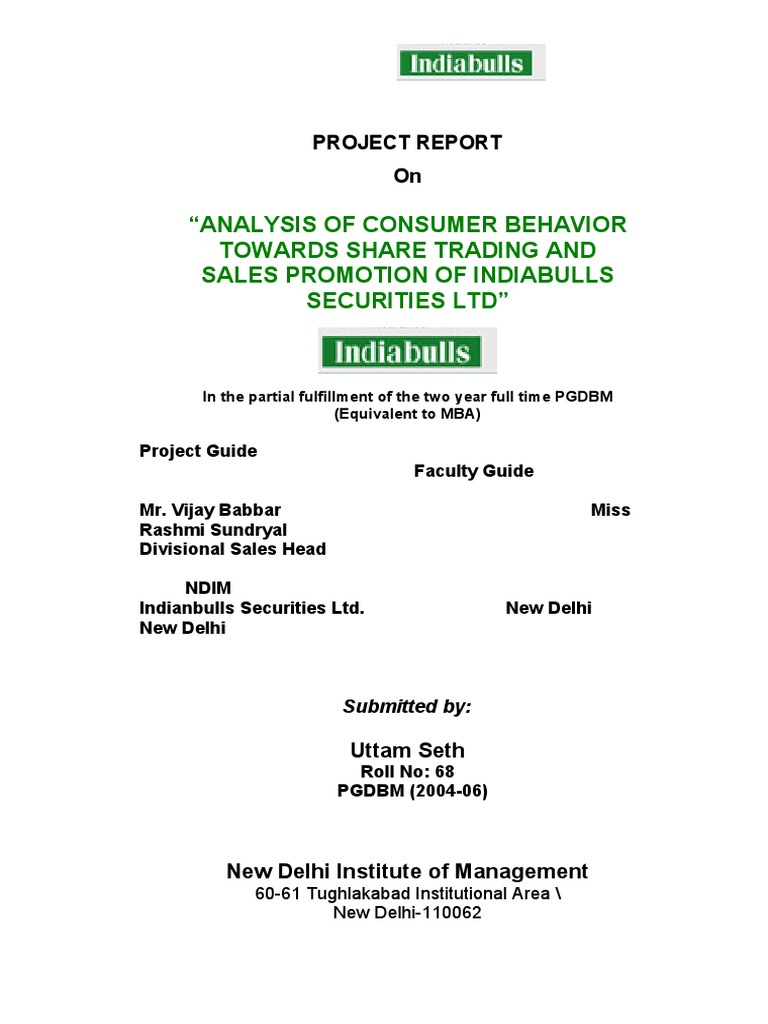 Project Report On | PDF | Securities (Finance) | Stock Market