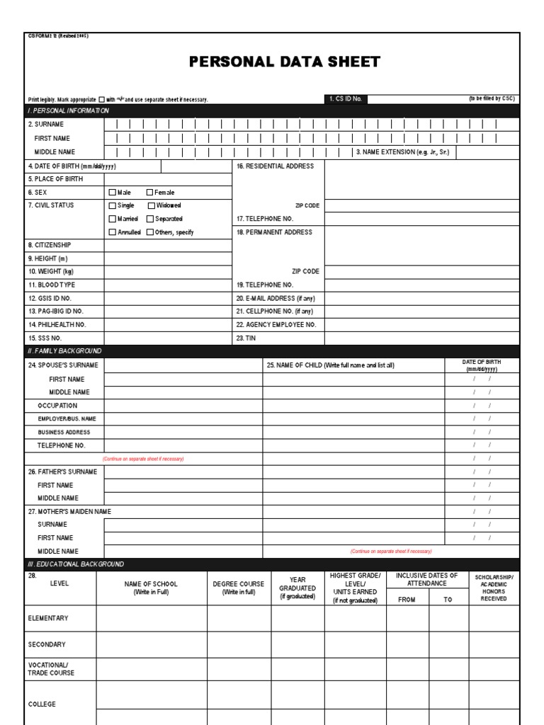 Csc Form 212 (Revised 2005)