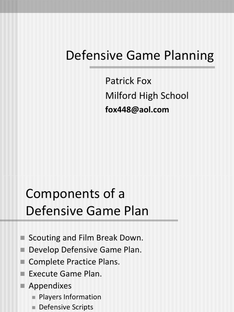 Defensive Game Planning Guide | PDF | National Football League Seasons ...
