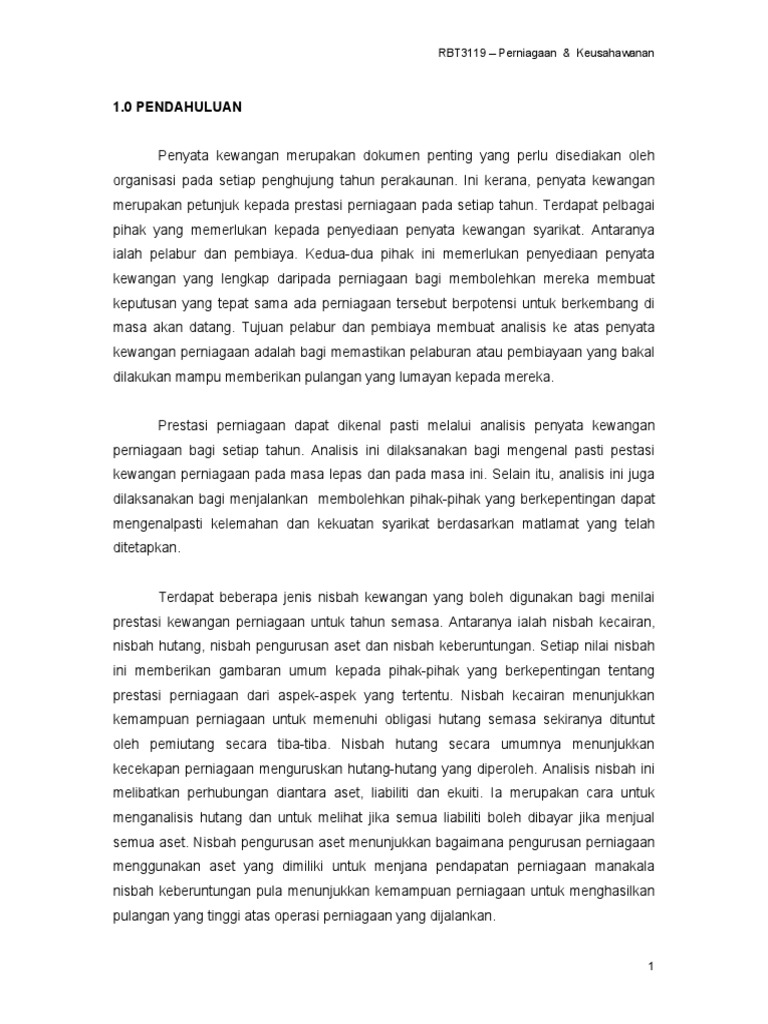 Analisis Penyata Kewangan