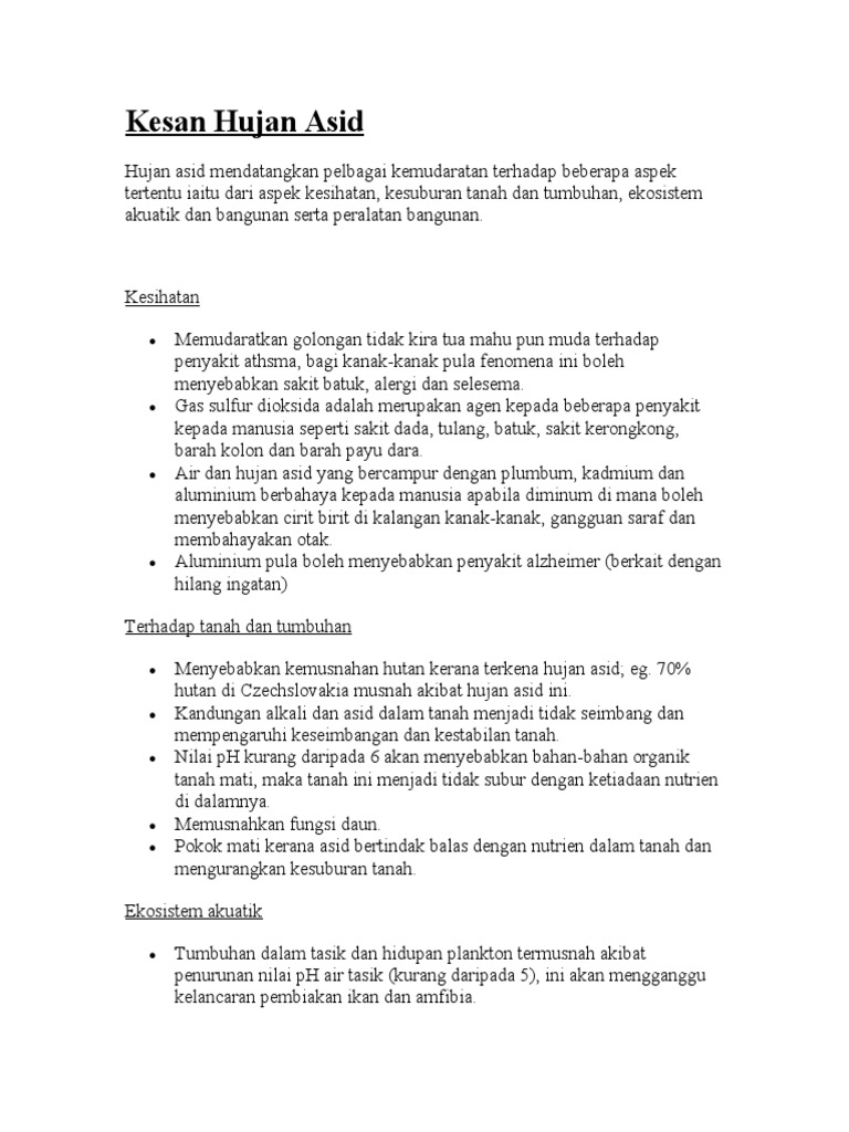 Kesan Hujan Asid Pdf