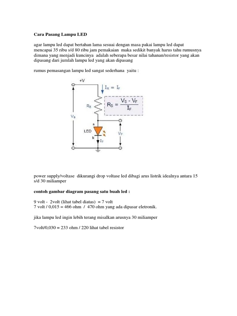 Cara Pasang Lampu LED  PDF