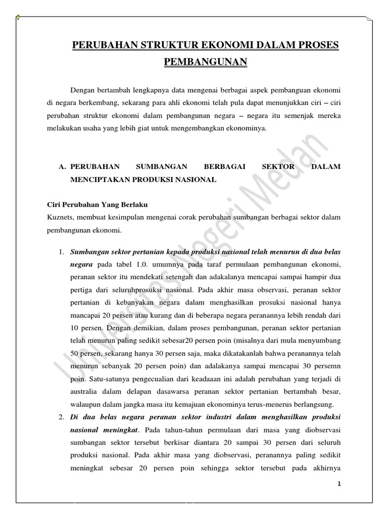 Perubahan Struktur Ekonomi Dalam Peoses Pembangunan Pdf
