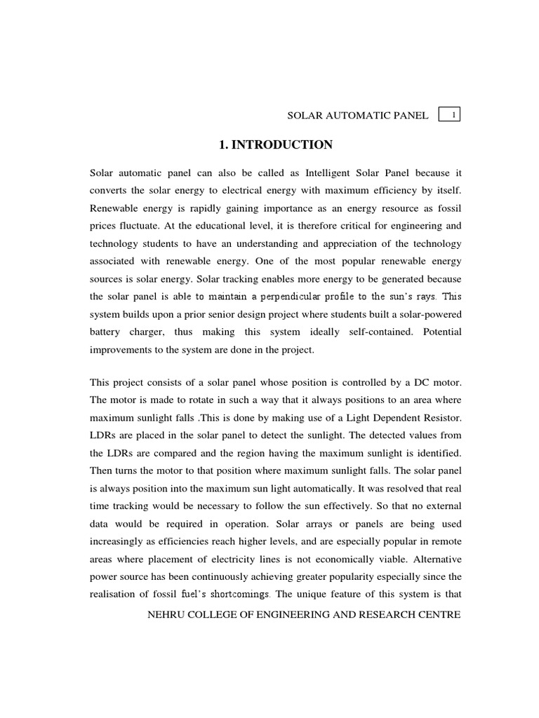 Intelligent Solar Tracking System | PDF | Solar Panel | Electricity