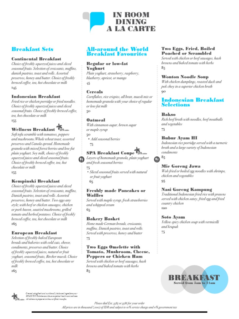 Spa Cuisine In-Room Dining Menu | PDF | Wellness