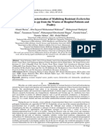 Isolation and Characterization of Multidrug Resistant Escherichia 
coli and Salmonella spp from the Wastes of Hospital Patients and 
Poultry