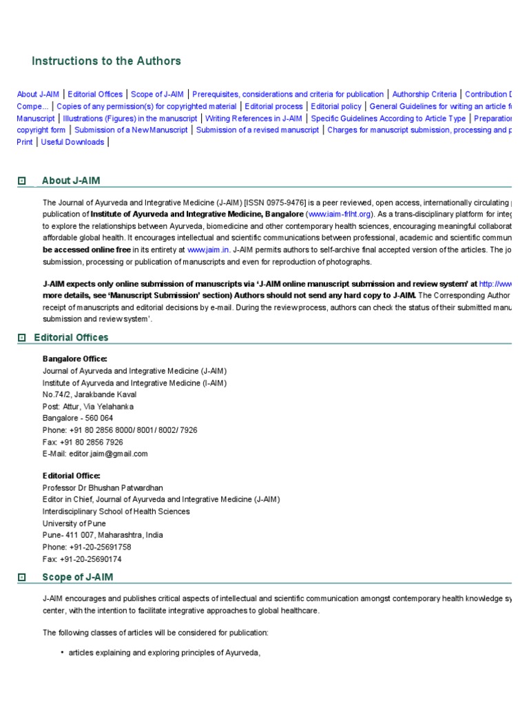 JAIM Instructions PDF Clinical Trial Ayurveda