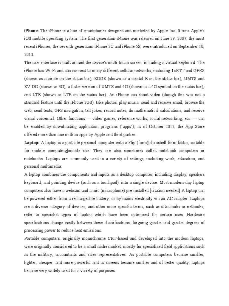 Iphone Laptop Computer Information | PDF | Laptop | I Phone