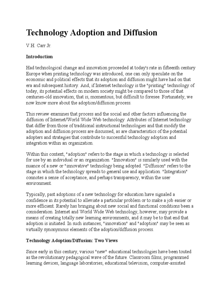 Technology Adoption and Diffusion | PDF | Innovation | Educational ...